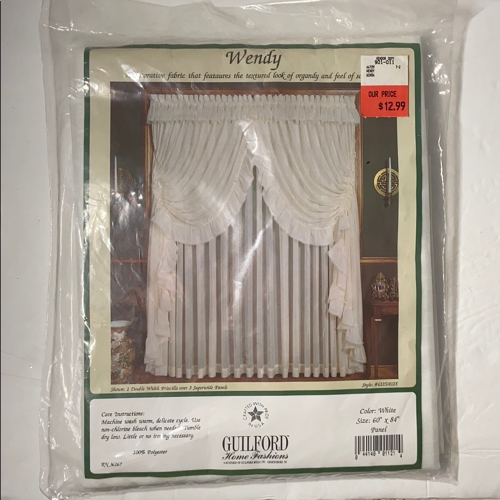 WHITE PANEL CURTAIN by Guilford Home Fashions